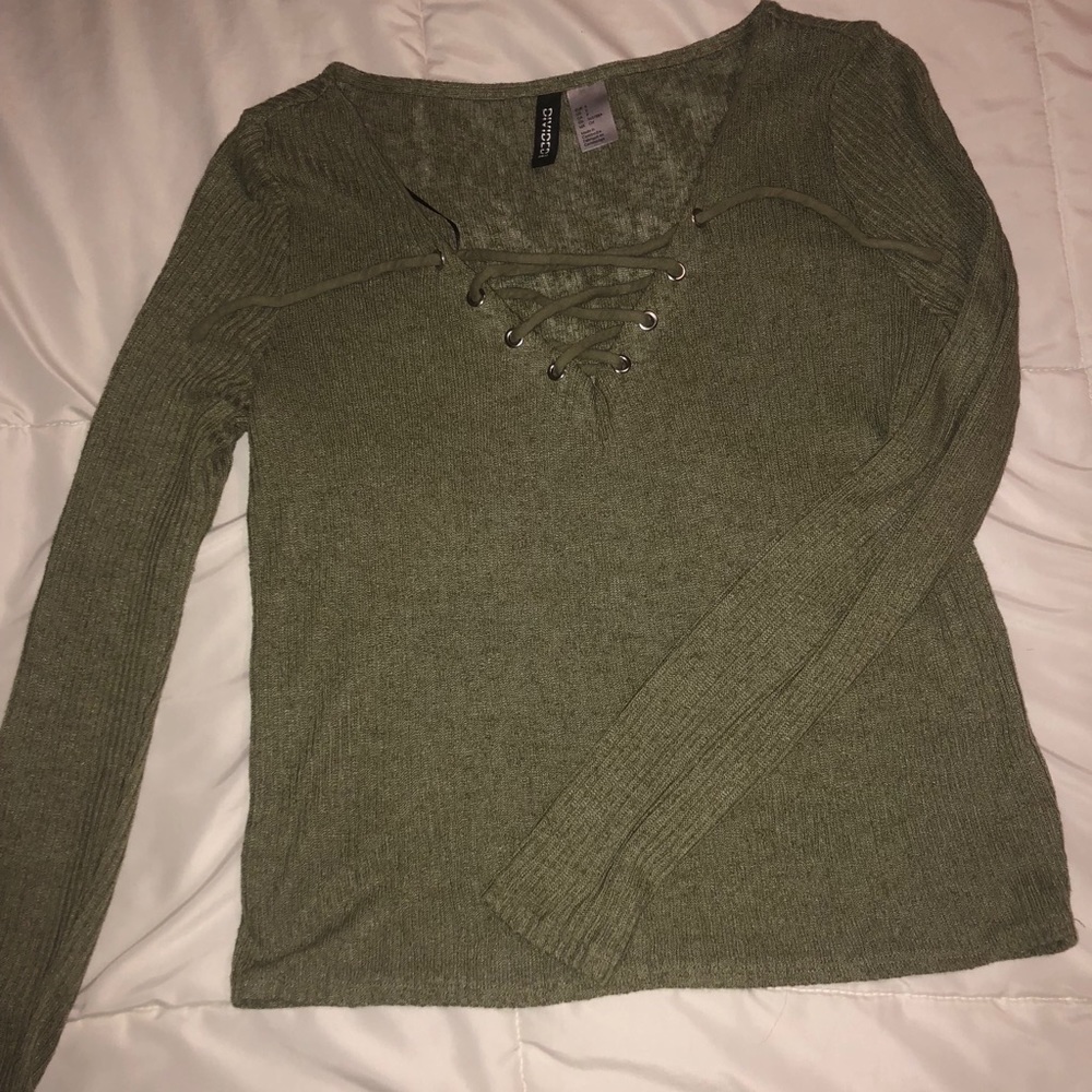 Green Lace up Top.